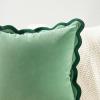imageMONDAY MOOSE Decorative Throw Pillow Covers Cushion Cases Set of 2 Soft Velvet Scalloped Wavy Edge Designs Mix and Match for Home Decor Pillow Inserts Not Included BeigeBrown 18x18 inchGreenLight Green