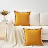 imageMONDAY MOOSE Decorative Throw Pillow Covers Cushion Cases Set of 2 Soft Velvet Scalloped Wavy Edge Designs Mix and Match for Home Decor Pillow Inserts Not Included BeigeBrown 18x18 inchCreamHoney