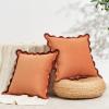 imageMONDAY MOOSE Decorative Throw Pillow Covers Cushion Cases Set of 2 Soft Velvet Scalloped Wavy Edge Designs Mix and Match for Home Decor Pillow Inserts Not Included BeigeBrown 18x18 inchRustCoral