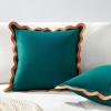 imageMONDAY MOOSE Decorative Throw Pillow Covers Cushion Cases Set of 2 Soft Velvet Scalloped Wavy Edge Designs Mix and Match for Home Decor Pillow Inserts Not Included BeigeBrown 18x18 inchCoralDark Teal