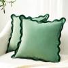 imageMONDAY MOOSE Decorative Throw Pillow Covers Cushion Cases Set of 2 Soft Velvet Scalloped Wavy Edge Designs Mix and Match for Home Decor Pillow Inserts Not Included BeigeBrown 18x18 inchGreenLight Green