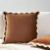 imageMONDAY MOOSE Decorative Throw Pillow Covers Cushion Cases Set of 2 Soft Velvet Scalloped Wavy Edge Designs Mix and Match for Home Decor Pillow Inserts Not Included BeigeBrown 18x18 inchBeigeBrown