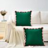 imageMONDAY MOOSE Decorative Throw Pillow Covers Cushion Cases Set of 2 Soft Velvet Scalloped Wavy Edge Designs Mix and Match for Home Decor Pillow Inserts Not Included BeigeBrown 18x18 inchPinkGreen