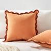 imageMONDAY MOOSE Decorative Throw Pillow Covers Cushion Cases Set of 2 Soft Velvet Scalloped Wavy Edge Designs Mix and Match for Home Decor Pillow Inserts Not Included BeigeBrown 18x18 inchRustCoral