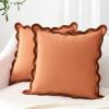 imageMONDAY MOOSE Decorative Throw Pillow Covers Cushion Cases Set of 2 Soft Velvet Scalloped Wavy Edge Designs Mix and Match for Home Decor Pillow Inserts Not Included BeigeBrown 18x18 inchRustCoral