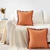 imageMONDAY MOOSE Decorative Throw Pillow Covers Cushion Cases Set of 2 Soft Velvet Scalloped Wavy Edge Designs Mix and Match for Home Decor Pillow Inserts Not Included BeigeBrown 18x18 inchRustCoral