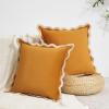 imageMONDAY MOOSE Decorative Throw Pillow Covers Cushion Cases Set of 2 Soft Velvet Scalloped Wavy Edge Designs Mix and Match for Home Decor Pillow Inserts Not Included BeigeBrown 18x18 inchCreamHoney