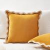 imageMONDAY MOOSE Decorative Throw Pillow Covers Cushion Cases Set of 2 Soft Velvet Scalloped Wavy Edge Designs Mix and Match for Home Decor Pillow Inserts Not Included BeigeBrown 18x18 inchCreamHoney