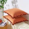 imageMONDAY MOOSE Decorative Throw Pillow Covers Cushion Cases Set of 2 Soft Velvet Scalloped Wavy Edge Designs Mix and Match for Home Decor Pillow Inserts Not Included BeigeBrown 18x18 inchRustCoral