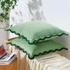 imageMONDAY MOOSE Decorative Throw Pillow Covers Cushion Cases Set of 2 Soft Velvet Scalloped Wavy Edge Designs Mix and Match for Home Decor Pillow Inserts Not Included BeigeBrown 18x18 inchGreenLight Green