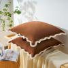 imageMONDAY MOOSE Decorative Throw Pillow Covers Cushion Cases Set of 2 Soft Velvet Scalloped Wavy Edge Designs Mix and Match for Home Decor Pillow Inserts Not Included BeigeBrown 18x18 inchBeigeBrown
