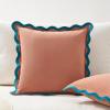 imageMONDAY MOOSE Decorative Throw Pillow Covers Cushion Cases Set of 2 Soft Velvet Scalloped Wavy Edge Designs Mix and Match for Home Decor Pillow Inserts Not Included BeigeBrown 18x18 inchTealPink