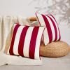 imageMONDAY MOOSE Decorative Throw Pillow Covers Cushion Cases Set of 2 Soft Velvet Striped Piping Edge Designs Pillow Inserts Not Included CoralDark Teal 16x16 inchRedWhite