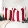 imageMONDAY MOOSE Decorative Throw Pillow Covers Cushion Cases Set of 2 Soft Velvet Striped Piping Edge Designs Pillow Inserts Not Included CoralDark Teal 16x16 inchRedWhite