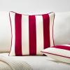 imageMONDAY MOOSE Decorative Throw Pillow Covers Cushion Cases Set of 2 Soft Velvet Striped Piping Edge Designs Pillow Inserts Not Included CoralDark Teal 16x16 inchRedWhite