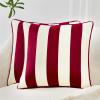 imageMONDAY MOOSE Decorative Throw Pillow Covers Cushion Cases Set of 2 Soft Velvet Striped Piping Edge Designs Pillow Inserts Not Included CoralDark Teal 16x16 inchRedWhite
