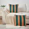 imageMONDAY MOOSE Decorative Throw Pillow Covers Cushion Cases Set of 2 Soft Velvet Striped Piping Edge Designs Pillow Inserts Not Included CoralDark Teal 16x16 inchCoralDark Teal