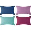 imageMONDAY MOOSE Decorative Throw Pillow Covers Cushion Cases Set of 4 Soft Velvet Modern Designs Mix and Match for Home Decor Pillow Inserts Not Included 18x18 inch GreenBluePurpleBlue