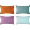 imageMONDAY MOOSE Decorative Throw Pillow Covers Cushion Cases Set of 4 Soft Velvet Modern Designs Mix and Match for Home Decor Pillow Inserts Not Included 18x18 inch GreenBluePurpleTeal