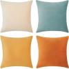 imageMONDAY MOOSE Decorative Throw Pillow Covers Cushion Cases Set of 4 Soft Velvet Modern Designs Mix and Match for Home Decor Pillow Inserts Not Included 18x18 inch GreenBlueOrangeTeal