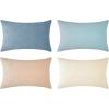 imageMONDAY MOOSE Decorative Throw Pillow Covers Cushion Cases Set of 4 Soft Velvet Modern Designs Mix and Match for Home Decor Pillow Inserts Not Included 18x18 inch GreenBlueBeigeLight Blue