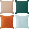 imageMONDAY MOOSE Decorative Throw Pillow Covers Cushion Cases Set of 4 Soft Velvet Modern Designs Mix and Match for Home Decor Pillow Inserts Not Included 18x18 inch GreenBlueOrangeGreen