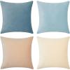 imageMONDAY MOOSE Decorative Throw Pillow Covers Cushion Cases Set of 4 Soft Velvet Modern Designs Mix and Match for Home Decor Pillow Inserts Not Included 18x18 inch GreenBlueBeigeLight Blue