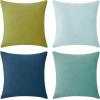 imageMONDAY MOOSE Decorative Throw Pillow Covers Cushion Cases Set of 4 Soft Velvet Modern Designs Mix and Match for Home Decor Pillow Inserts Not Included 18x18 inch GreenBlueGreenBlue