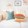 imageMONDAY MOOSE Decorative Throw Pillow Covers Cushion Cases Set of 4 Soft Velvet Pom Poms DoubleSided Designs Mix and Match for Home Decor Pillow Inserts Not Included 18x18 inch GreenBlueOrangeTeal