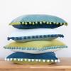 imageMONDAY MOOSE Decorative Throw Pillow Covers Cushion Cases Set of 4 Soft Velvet Pom Poms DoubleSided Designs Mix and Match for Home Decor Pillow Inserts Not Included 18x18 inch GreenBlueGreenBlue