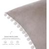 imageMONDAY MOOSE Decorative Throw Pillow Covers Cushion Cases Set of 4 Soft Velvet Pom Poms DoubleSided Designs Mix and Match for Home Decor Pillow Inserts Not Included 18x18 inch GreenBlueStone GrayBeige Cream