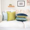 imageMONDAY MOOSE Decorative Throw Pillow Covers Cushion Cases Set of 4 Soft Velvet Pom Poms DoubleSided Designs Mix and Match for Home Decor Pillow Inserts Not Included 18x18 inch GreenBlueGreenBlue
