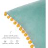 imageMONDAY MOOSE Decorative Throw Pillow Covers Cushion Cases Set of 4 Soft Velvet Pom Poms DoubleSided Designs Mix and Match for Home Decor Pillow Inserts Not Included 18x18 inch GreenBlueOrangeTeal