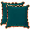 imageMONDAY MOOSE Decorative Throw Pillow Covers Cushion Cases Set of 2 Soft Velvet Scalloped Wavy Edge Designs Mix and Match for Home Decor Pillow Inserts Not Included BeigeBrown 18x18 inchCoralDark Teal