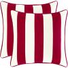 imageMONDAY MOOSE Decorative Throw Pillow Covers Cushion Cases Set of 2 Soft Velvet Striped Piping Edge Designs Pillow Inserts Not Included CoralDark Teal 16x16 inchRedWhite