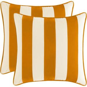imageMONDAY MOOSE Christmas Decorative Throw Pillow Covers Cushion Cases Set of 2 Soft Velvet Striped Piping Edge Designs Pillow Inserts Not Included RedWhite 18x18 inchHoneyCream