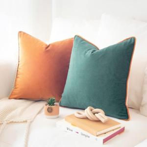imageMONDAY MOOSE Decorative Throw Pillow Covers Cushion Cases Set of 2 Soft Velvet Modern DoubleSided Designs Mix and Match for Home Decor Pillow Inserts Not Included 14x14 inch OrangeTealOrangeGreen