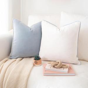 imageMONDAY MOOSE Decorative Throw Pillow Covers Cushion Cases Set of 2 Soft Velvet Modern DoubleSided Designs Mix and Match for Home Decor Pillow Inserts Not Included 14x14 inch OrangeTealBeigeLight Blue