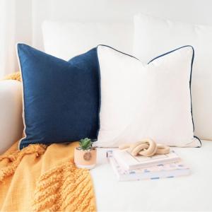 imageMONDAY MOOSE Decorative Throw Pillow Covers Cushion Cases Set of 2 Soft Velvet Modern DoubleSided Designs Mix and Match for Home Decor Pillow Inserts Not Included 14x14 inch OrangeTealBlueBeige