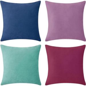 imageMONDAY MOOSE Decorative Throw Pillow Covers Cushion Cases Set of 4 Soft Velvet Modern Designs Mix and Match for Home Decor Pillow Inserts Not Included 18x18 inch GreenBluePurpleBlue
