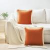 imageMONDAY MOOSE Decorative Throw Pillow Covers Cushion Cases Set of 2 Soft Velvet Modern Fringe Tassel Designs Mix and Match for Home Decor Pillow Inserts Not Included Orange 16x16 inchOrange