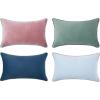 imageMONDAY MOOSE Decorative Throw Pillow Covers Cushion Cases Set of 4 Soft Velvet Modern DoubleSided Designs Mix and Match for Home Decor Pillow Inserts Not Included 16x16 inch OrangeGreenPinkBlue