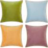 imageMONDAY MOOSE Decorative Throw Pillow Covers Cushion Cases Set of 4 Soft Velvet Modern DoubleSided Designs Mix and Match for Home Decor Pillow Inserts Not Included 16x16 inch OrangeGreenPurpleGreen