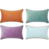 imageMONDAY MOOSE Decorative Throw Pillow Covers Cushion Cases Set of 4 Soft Velvet Modern DoubleSided Designs Mix and Match for Home Decor Pillow Inserts Not Included 16x16 inch OrangeGreenPurpleTeal