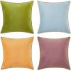 imageMONDAY MOOSE Decorative Throw Pillow Covers Cushion Cases Set of 4 Soft Velvet Modern DoubleSided Designs Mix and Match for Home Decor Pillow Inserts Not Included 16x16 inch OrangeGreenPurpleGreen