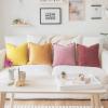 imageMONDAY MOOSE Decorative Throw Pillow Covers Cushion Cases Set of 4 Soft Velvet Modern DoubleSided Designs Mix and Match for Home Decor Pillow Inserts Not Included 16x16 inch OrangeGreenYellowPink