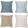 imageMONDAY MOOSE Decorative Throw Pillow Covers Set of 4 Soft Velvet Modern Fringe Tassel Designs Mix and Match for Home Decor Pillow Inserts Not Included 18x18 inch BeigeDusty PinkBeigeLight Blue