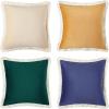 imageMONDAY MOOSE Decorative Throw Pillow Covers Set of 4 Soft Velvet Modern Fringe Tassel Designs Mix and Match for Home Decor Pillow Inserts Not Included 18x18 inch BeigeDusty PinkYellowTeal Green