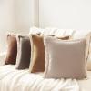 imageMONDAY MOOSE Decorative Throw Pillow Covers Set of 4 Soft Velvet Modern Fringe Tassel Designs Mix and Match for Home Decor Pillow Inserts Not Included 18x18 inch BeigeDusty PinkBrownCaramel