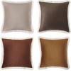 imageMONDAY MOOSE Decorative Throw Pillow Covers Set of 4 Soft Velvet Modern Fringe Tassel Designs Mix and Match for Home Decor Pillow Inserts Not Included 18x18 inch BeigeDusty PinkBrownCaramel